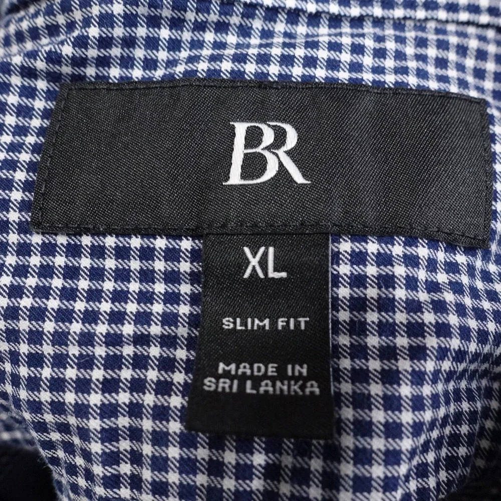 Banana Republic Shirt Mens XL Blue Check Long Sleeve Button-Up Slim Fit‎